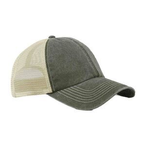 Beechfield Vintage 6 Panel Trucker Cap / Olive/Stone